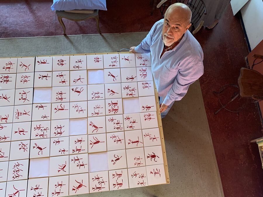 Painel de azulejos de macacos